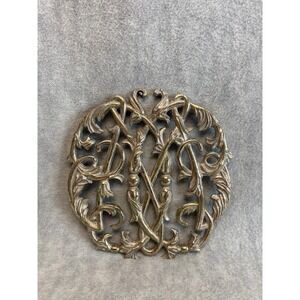 VTG 1950 Colonial Williamsburg Cypher Monogram Trivet Silver Metal